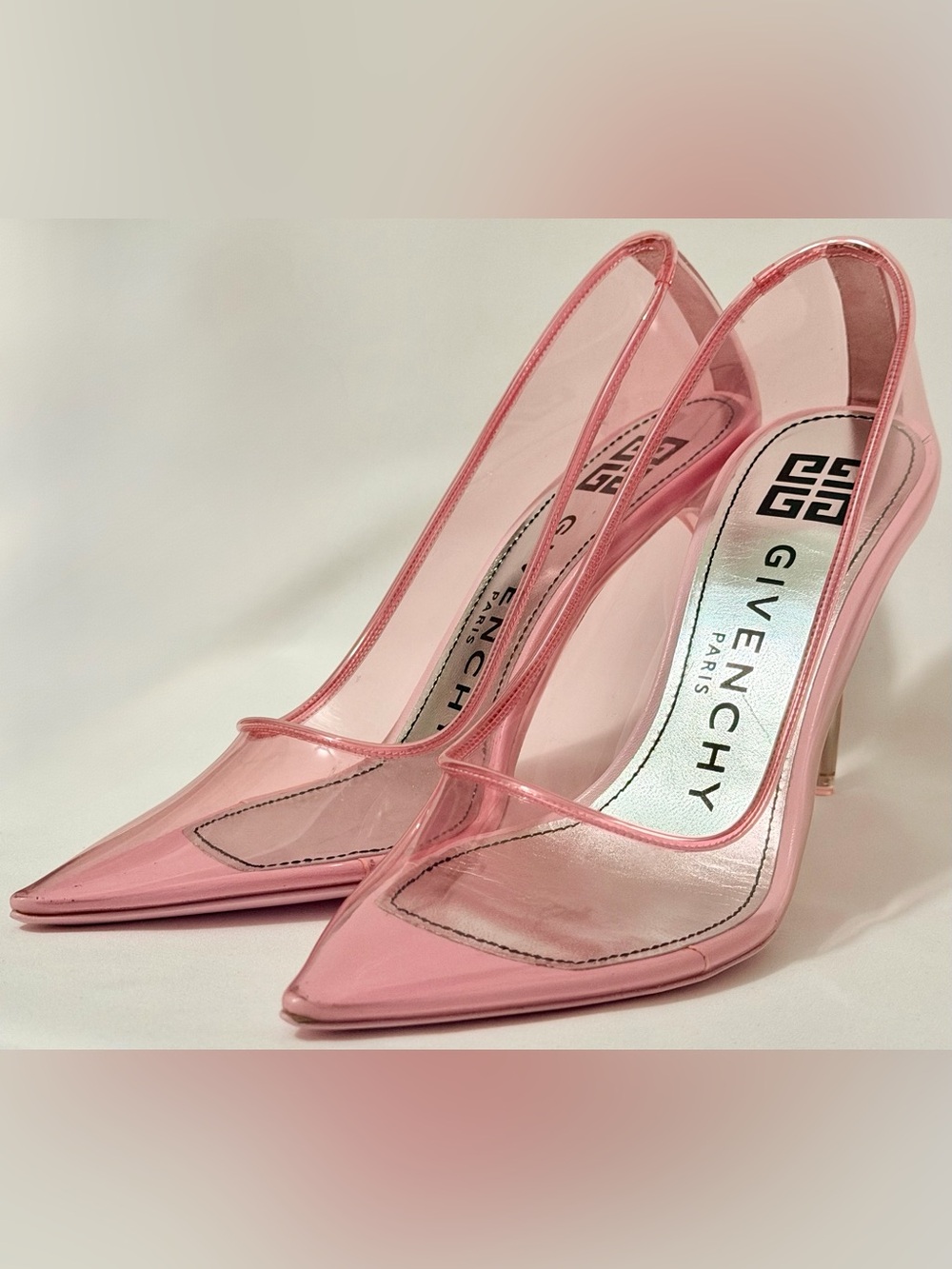 Givenchy Pink Transparent PVC Pointed Toe Stiletto Pumps Heels 38